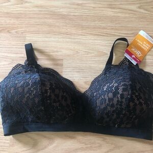 Warner's Black Lace Soft Cup Bralette